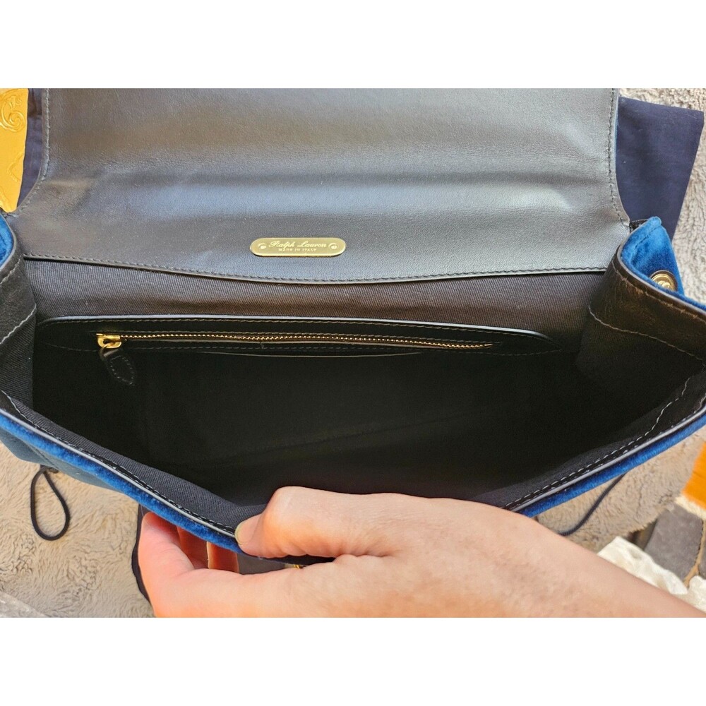 Ralph Lauren Tiffin 33 Velvet Top-Handle Bag, Prussian Blue, NWT - Picture 11 of 16